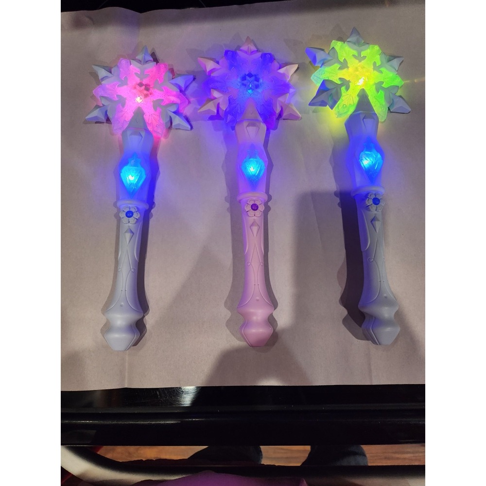 (3) Frozen Light Up Snowflake Wands, 13", 2 -Blue, 1-Pink, Lights & Sounds Work! - Picture 16 of 16